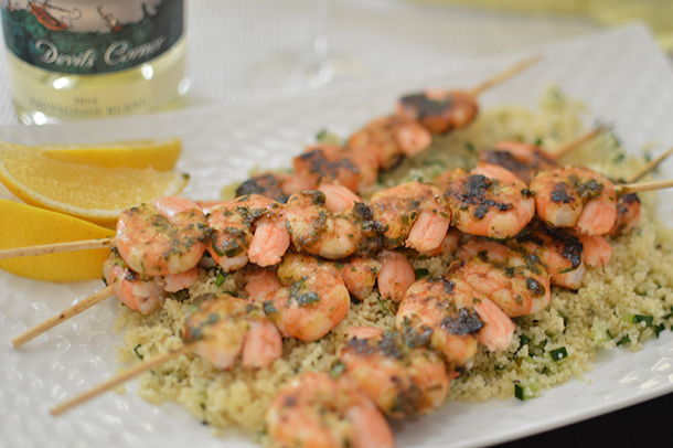 Prawn Kebabs with Couscous